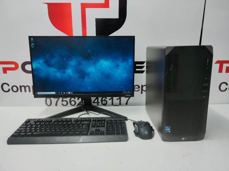 Office Workstation HP Z1 Computer PC Desktop With Monitor | Intel i7 12th | 16GB DDR5 | 500GB SSD