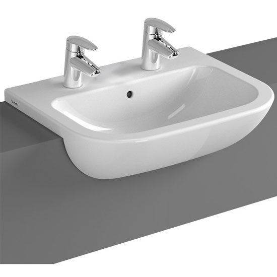 Cove Compact 45cm 2 Tap Hole Semi Recessed Basin