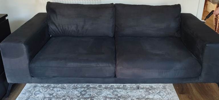 image for 3 Seater DFS Sofa in Black Suede