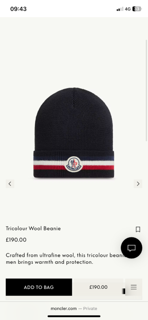 image for Authentic Moncler Beanie 