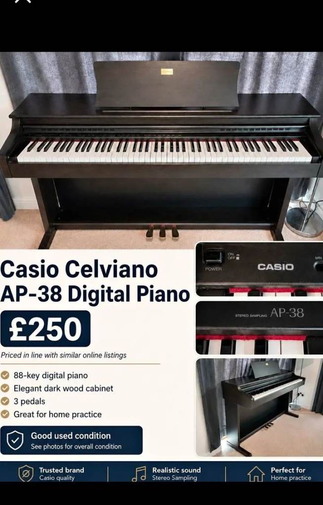 Casio Celviano AP-38 Digital Piano - 88 Keys, Dark Wood