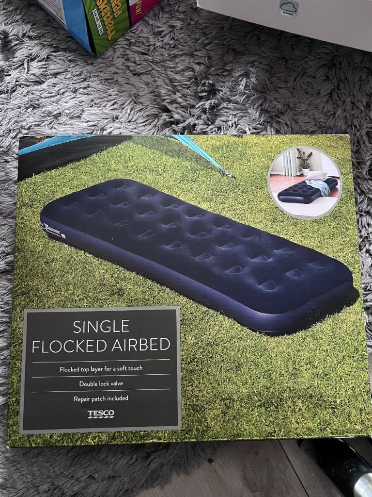 Single Flocked Airbed – New, Boxed