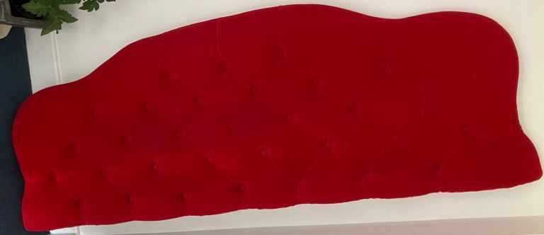 Red velvet tufted king size headboard 
