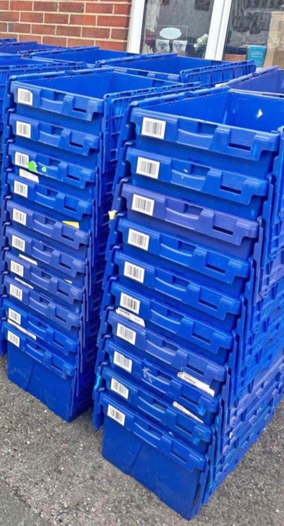 Stackable Blue Plastic Crates for Storage