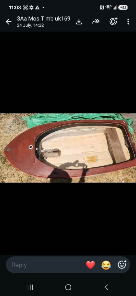 Rowing boat , vintage, 7 1/2 ft perfect for a tender