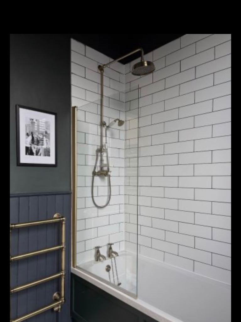 Arezzo brushed brass pivot bath screen