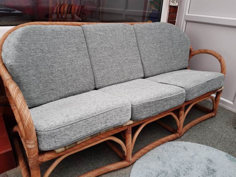 Natural Rattan Woven Sofa and 2 Chairs
