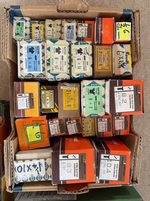 Various boxes of unused screws & nails