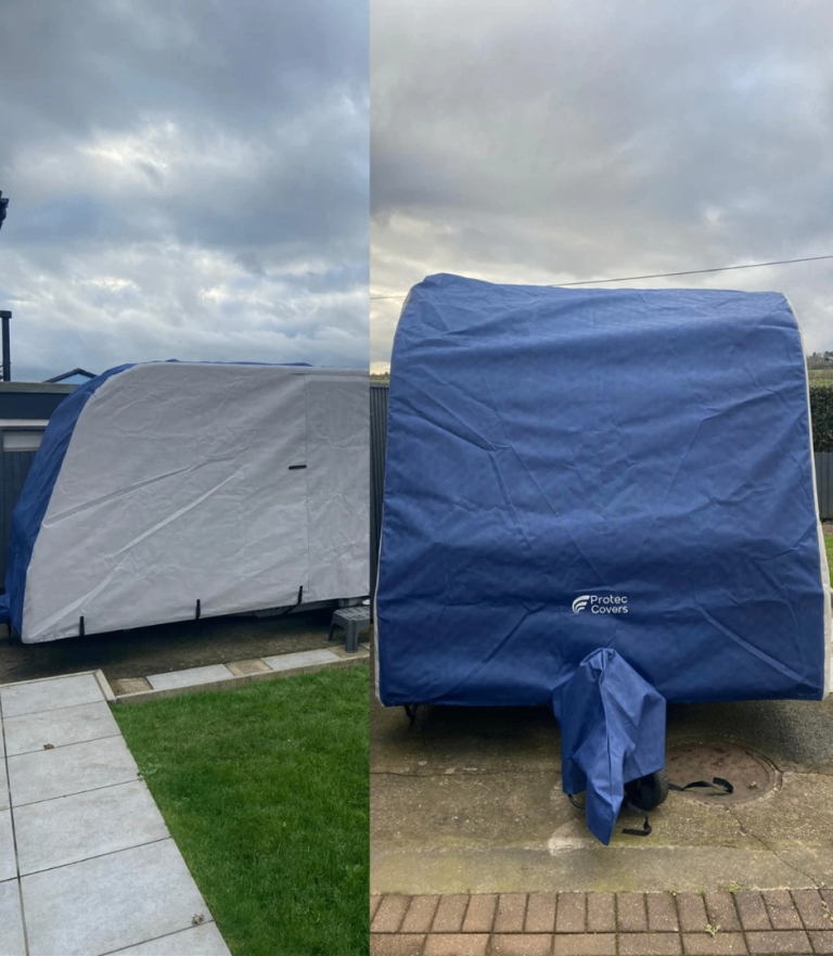 ProTec Caravan Cover - Blue / Grey, 2012 Bailey Unicorn Valencia Caravan Full Cover, Good Condition