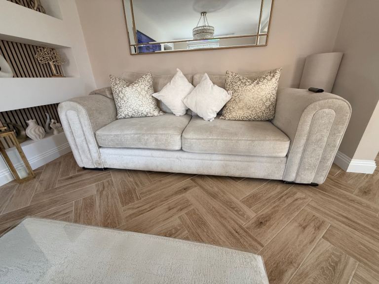 2x 3seater sofas and centre foot stool coffee table to match 