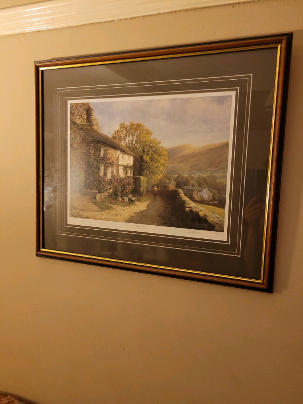 PETER SYMONDS FRAMED LIMITED EDN. PRINT AUTUMN STROLL signed