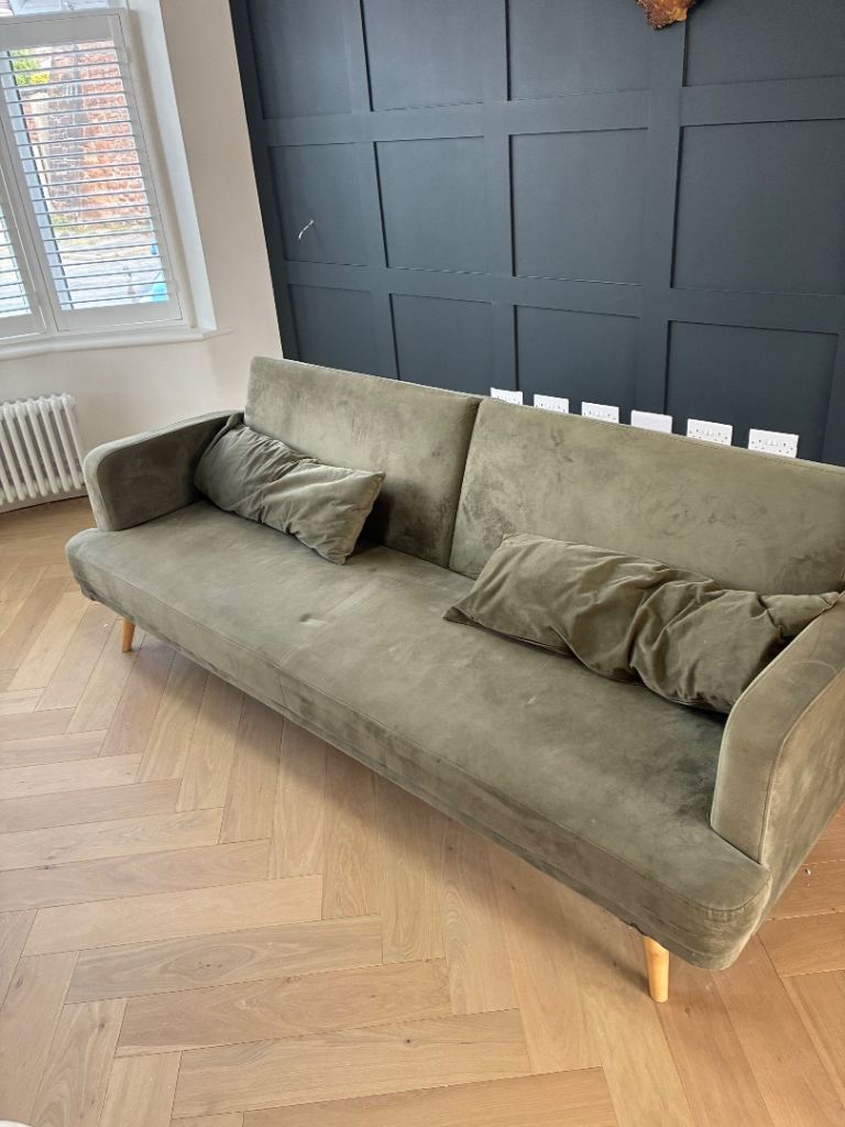 Green Velvet Sofa Bed – Good Condition
