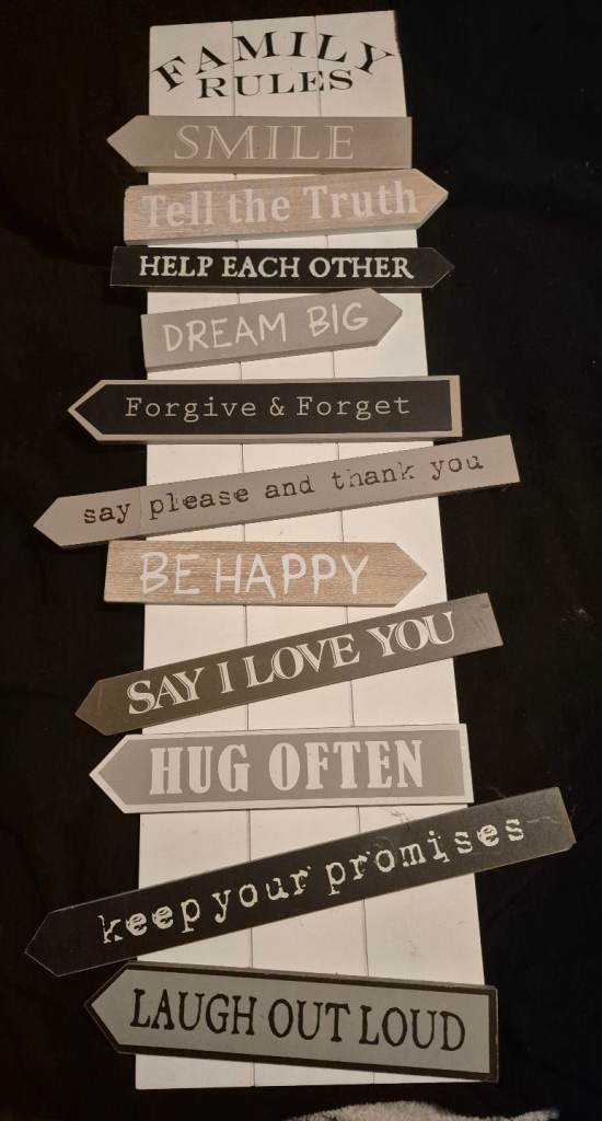 Family Rules Wooden Wall Art (38 inches tall)