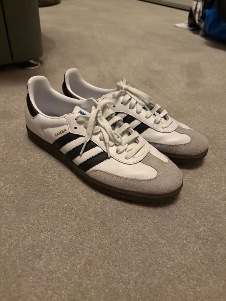 Adidas Samba Trainers – White with Black Stripes, As Good As New