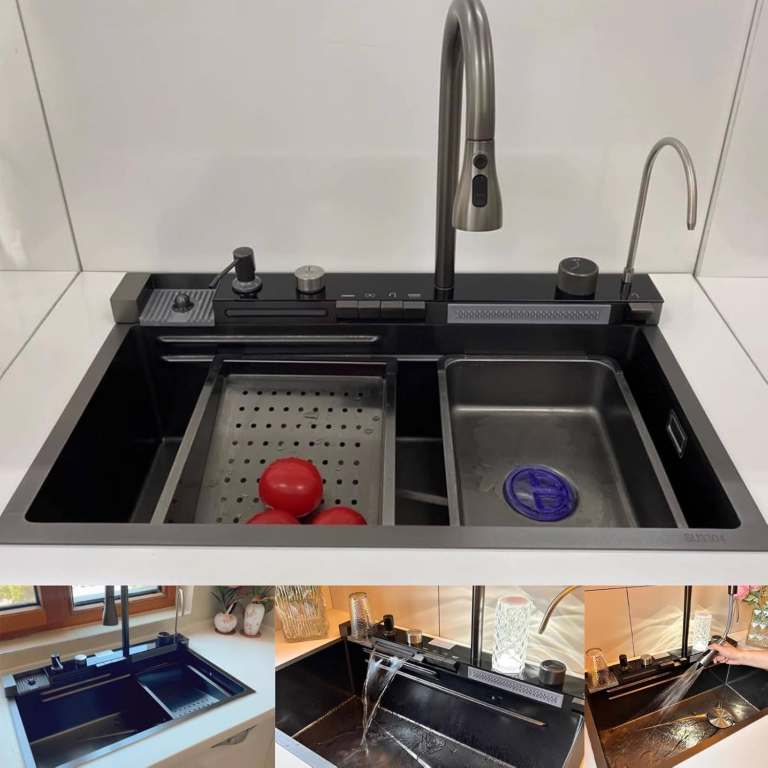 Stainless Sink, Waterfall Tap, Cup washer + Accessories