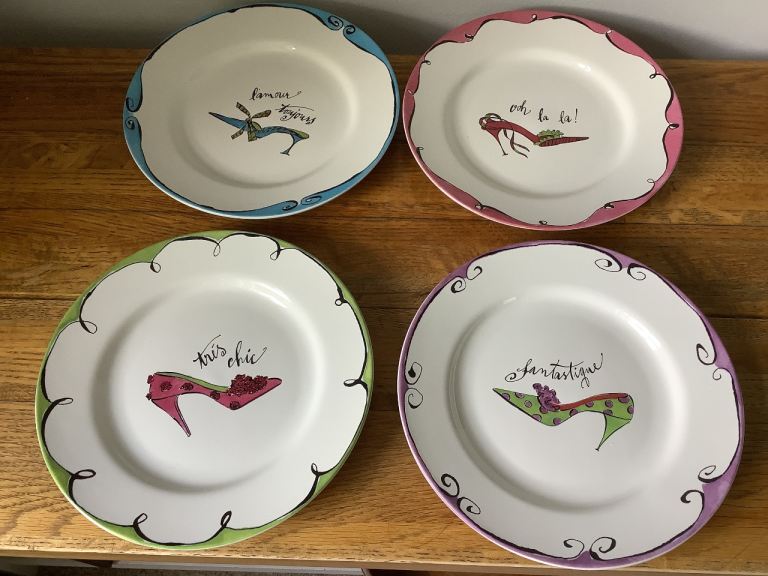 Rosanna Ceramic Plates - Set of Four with Shoe Design