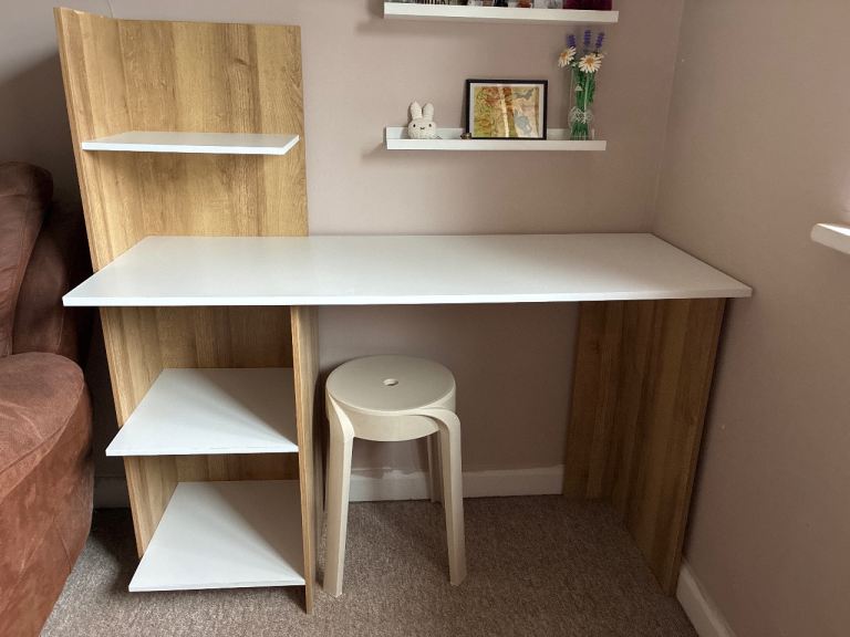 Desk with shelving 
