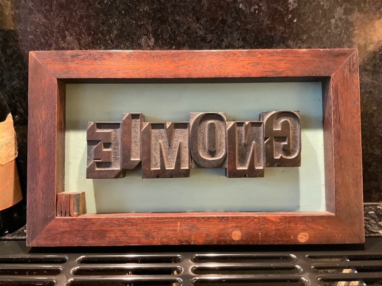 Very Unusual - Print Block Picture “GNOMIE” Framed