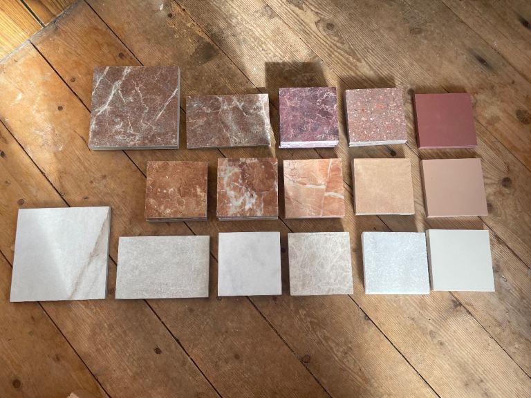 marble and porcelain floor tile samples