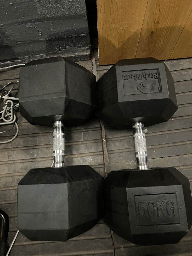 image for Pair of BodyMax 50KG Hex Dumbbells - Black