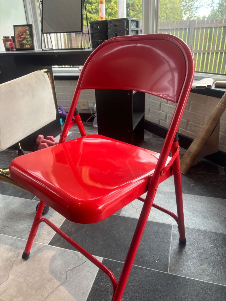 Red Metal Folding Chair – Good Condition