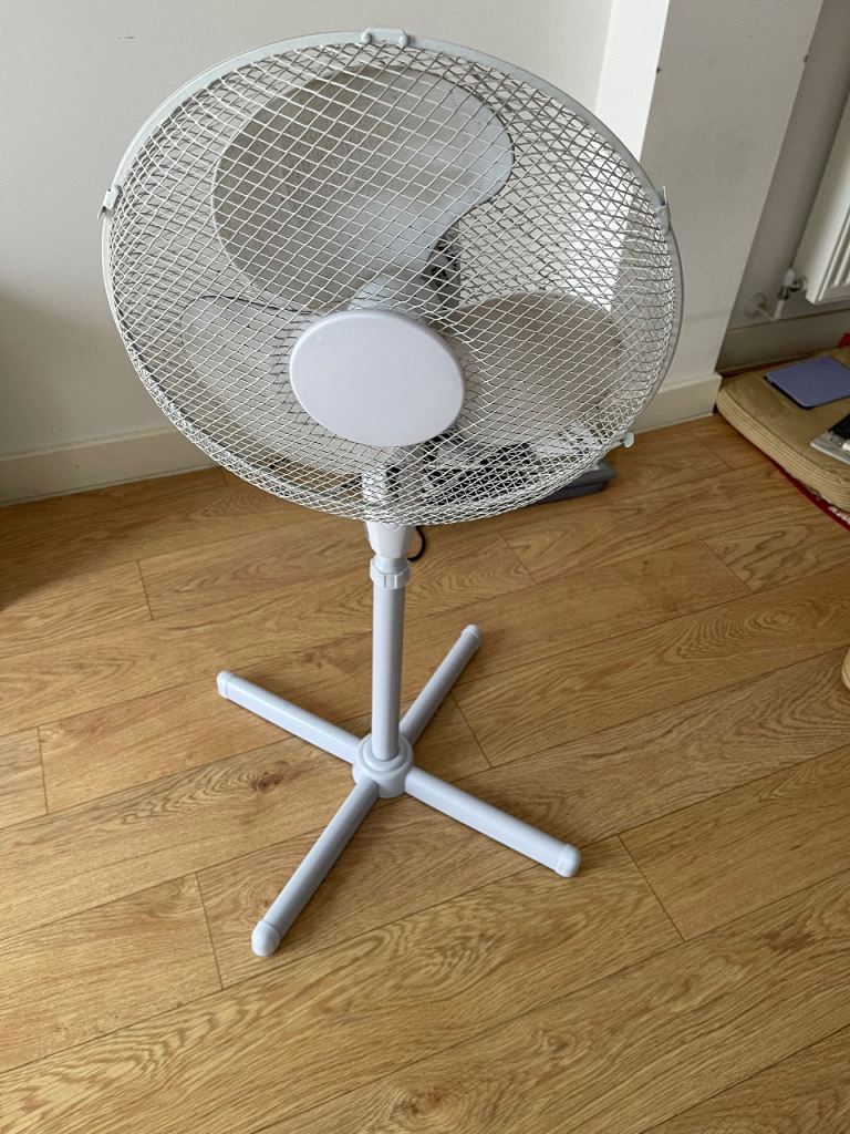 White Pedestal Fan – Good Condition, Ready for Summer