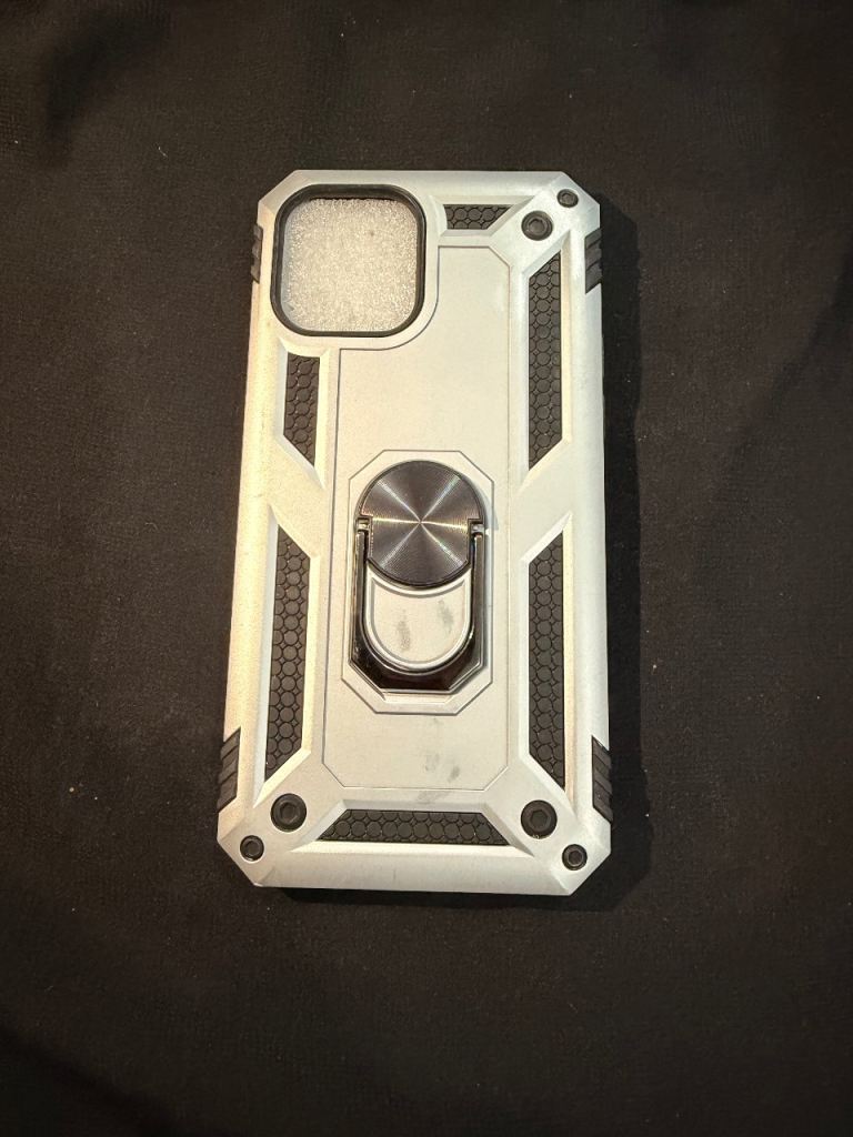 Silver and Black Phone Case with Ring Stand – Good Condition