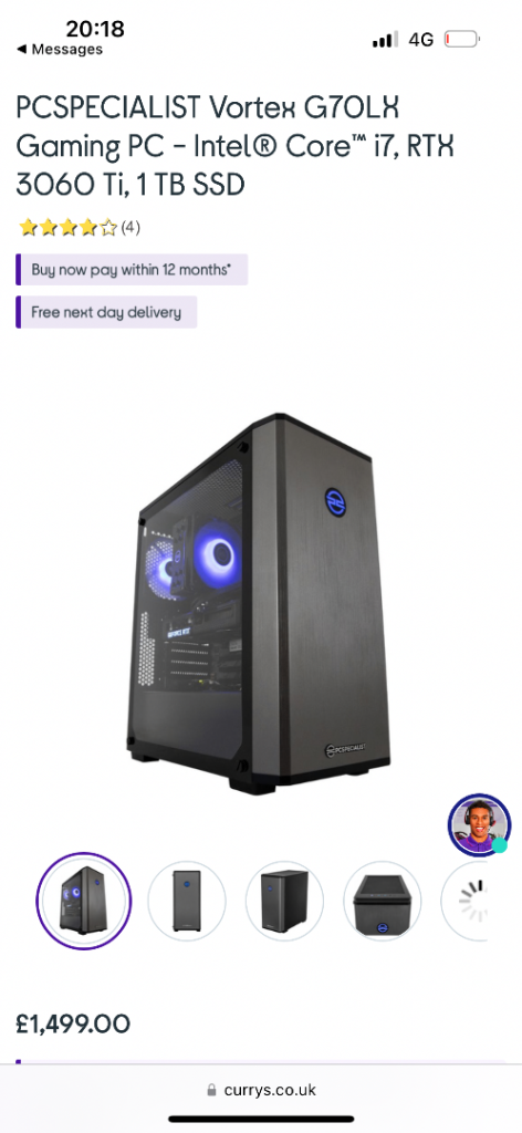 PCSPECIALIST Vortex G70LX Gaming PC - Intel i7, RTX 3060 Ti, 1TB SSD