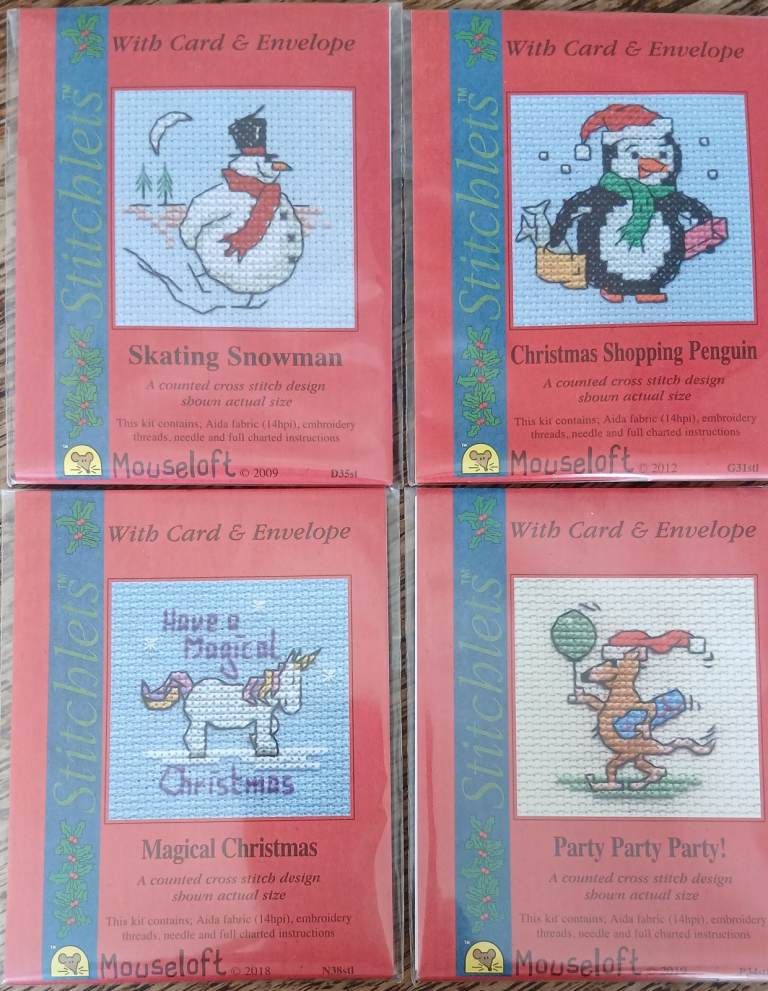 Cross stitch card making kits. 4 x Christmas designs
