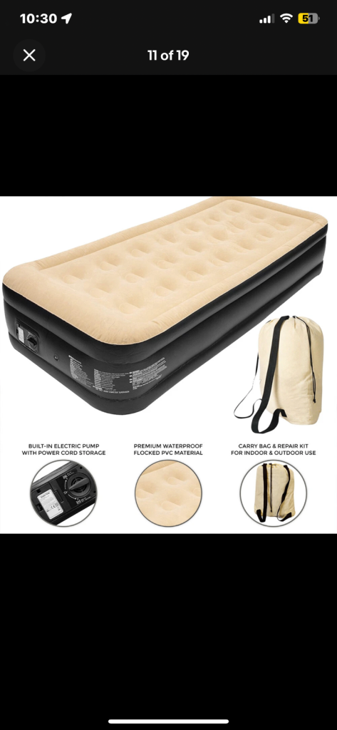 Raised Air bed/Mattress single 