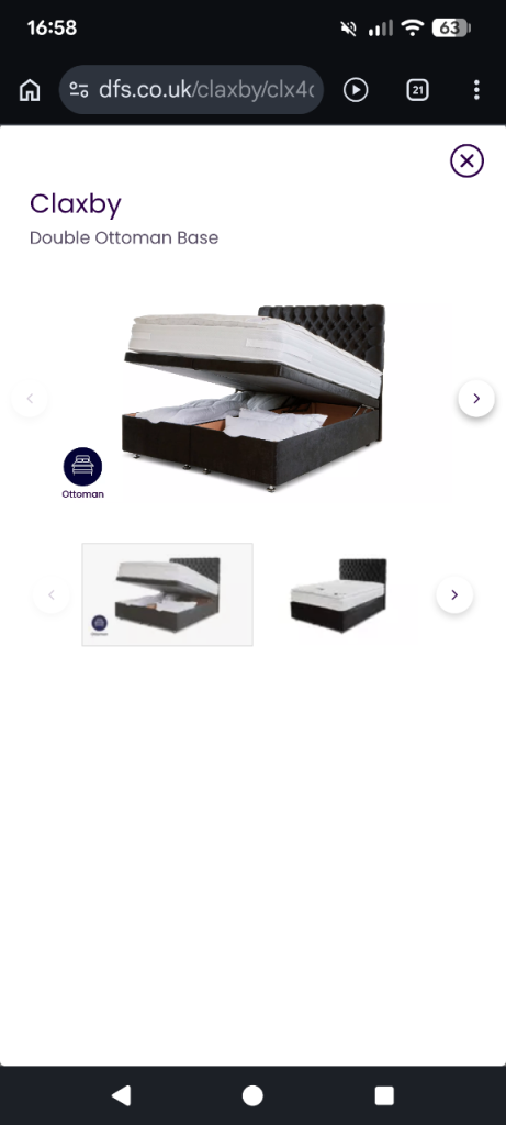 WANTED - small double ottoman bed with storage 