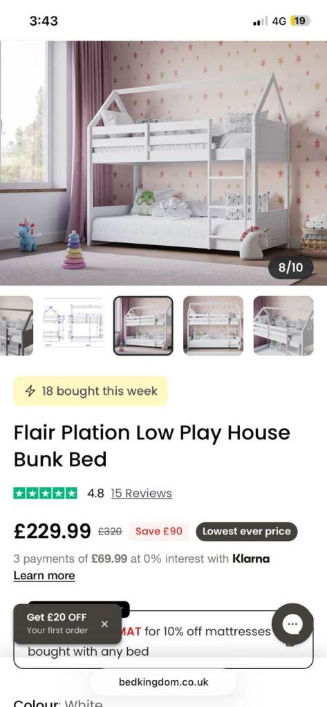 Good Quality pre-owned two single BUNK BEDS (70" by 30" by 66" tall)