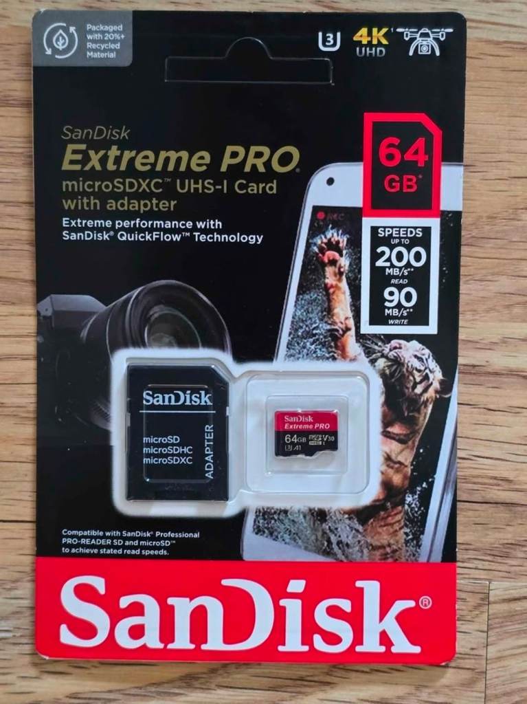 Scandisk 64GB Memory Card / Micro SD (4K / up to 200 speed) Original for camera, phones, tablets