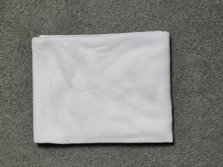 Baby Blanket – Soft Touch White Embossed Rocking Horse & Rainbow