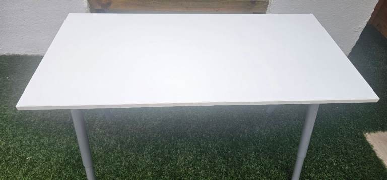 Ikea Galant White Desk with Telescopic legs & Cable Tidy & add on side storage 120x60cm