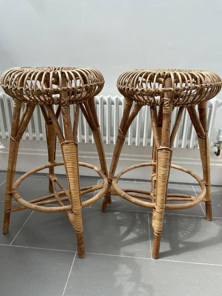 Vintage bamboo rattan bar stools