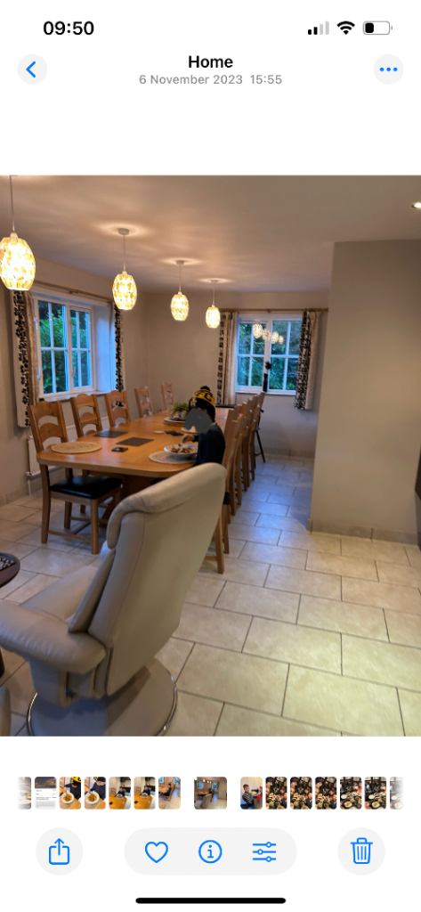 Oak Large Wooden Dining Table and 10 Chairs – Good Condition