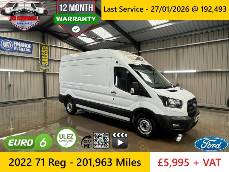 2022 71 Ford Transit 350 L3H3 130BHP EcoBlue Fridge Van + VAT