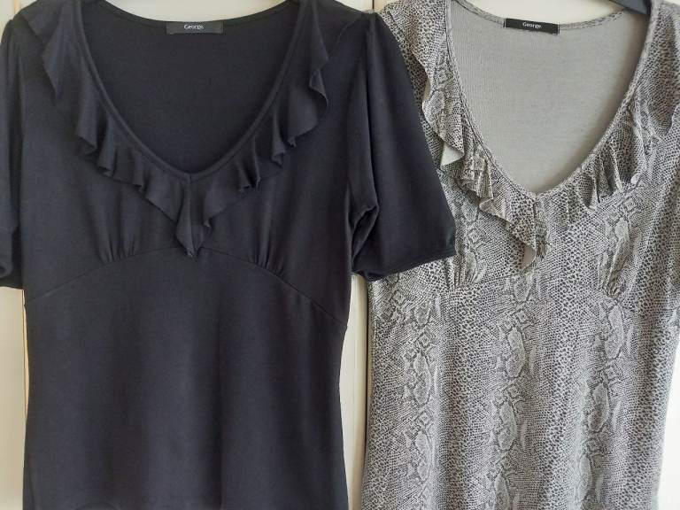 2 X GEORGE Ladies, Women's Short Sleeve Blouse Tops Bundle - UK 10