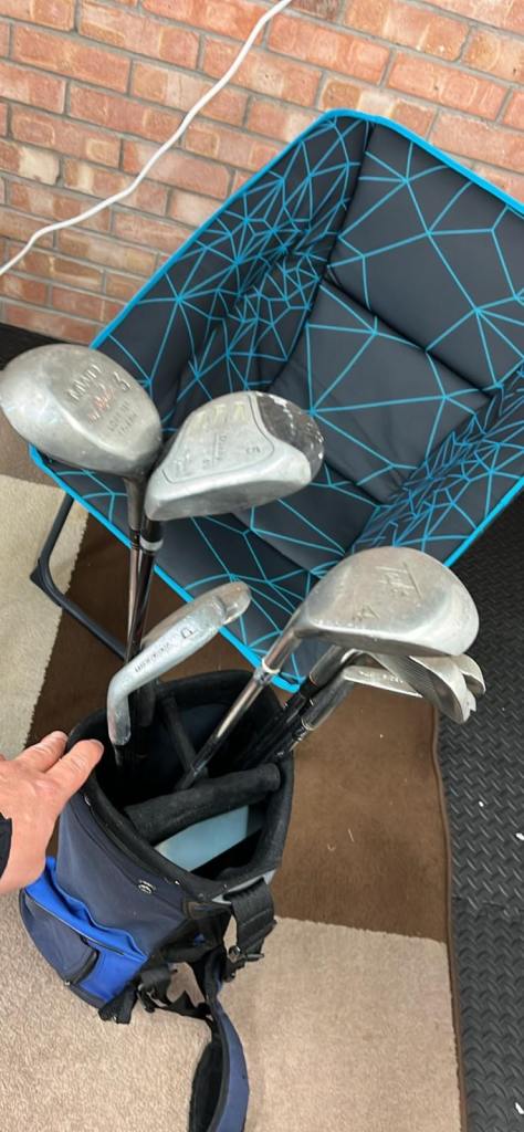 Used Golf Clubs Set with Blue Bag