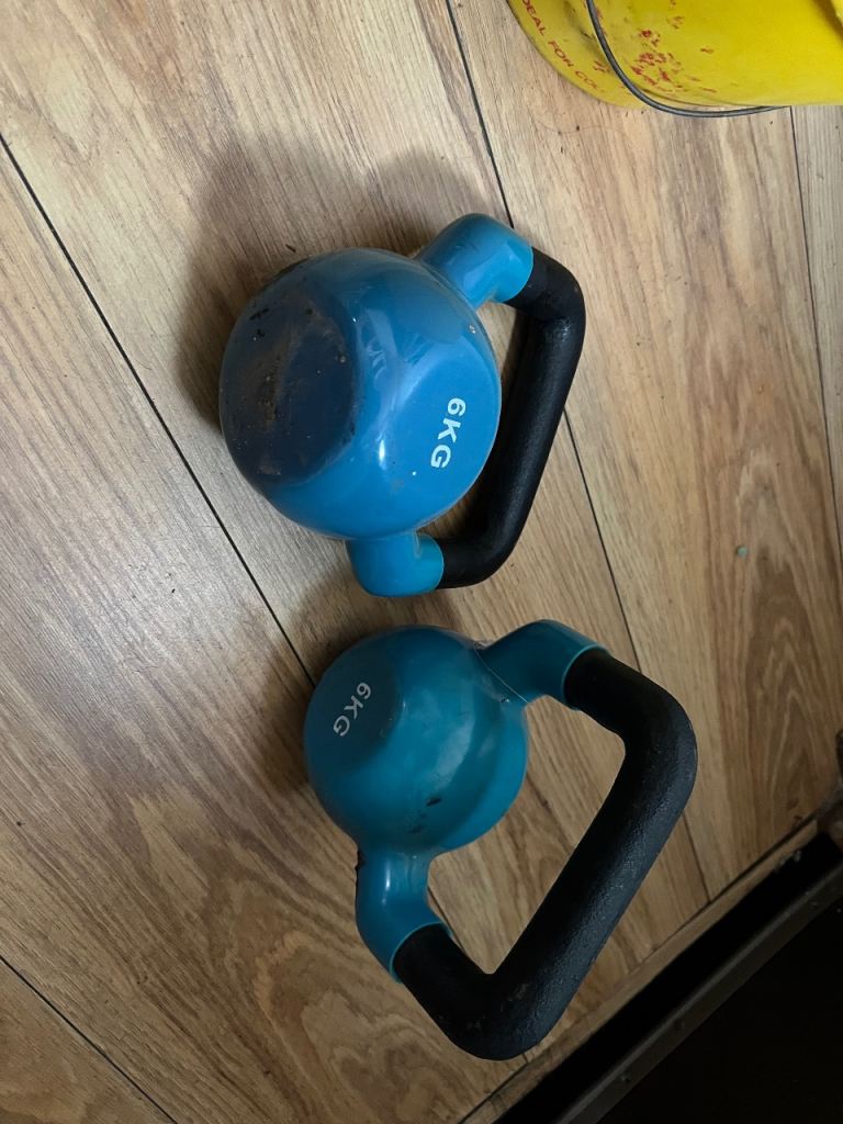 image for Two teal 6KG kettlebells