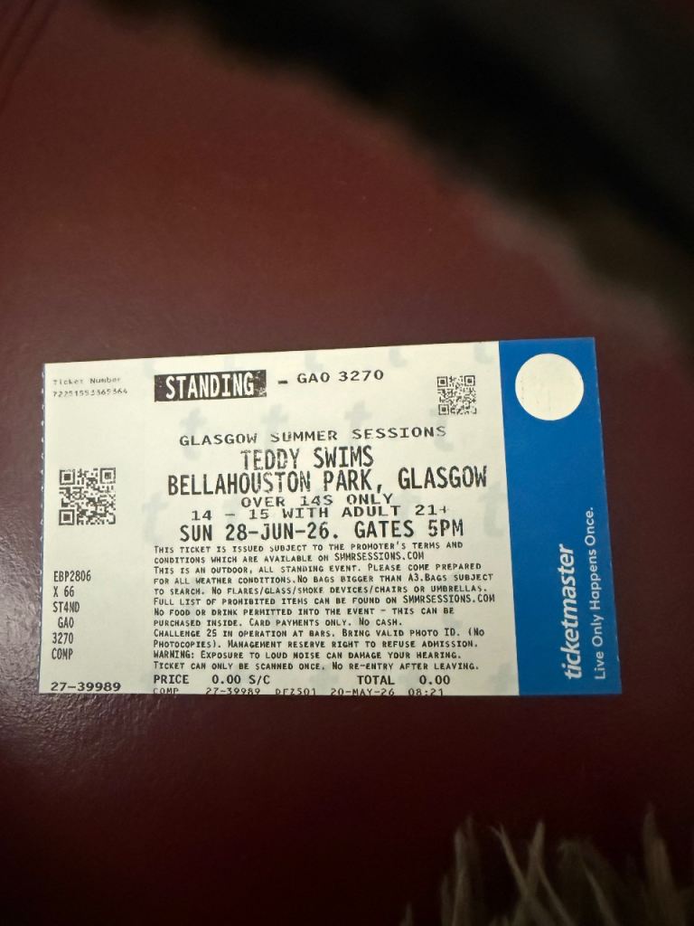 Teddy Swims Glasgow Summer Sessions Ticket - Standing