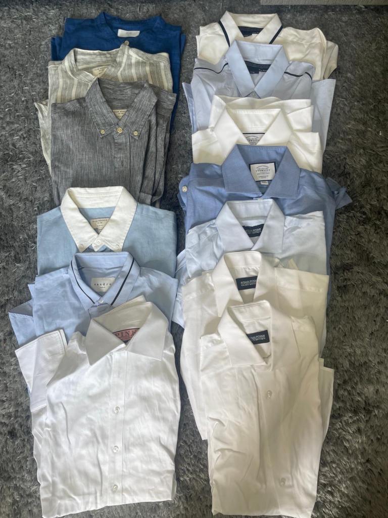 Bundle of Men's Shirts - size 15” slim fit Mix of Brand, Styles white&skyblue £6 each 5 for £25 