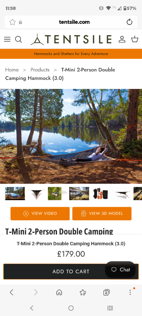 Tentsile 2 person hammock 