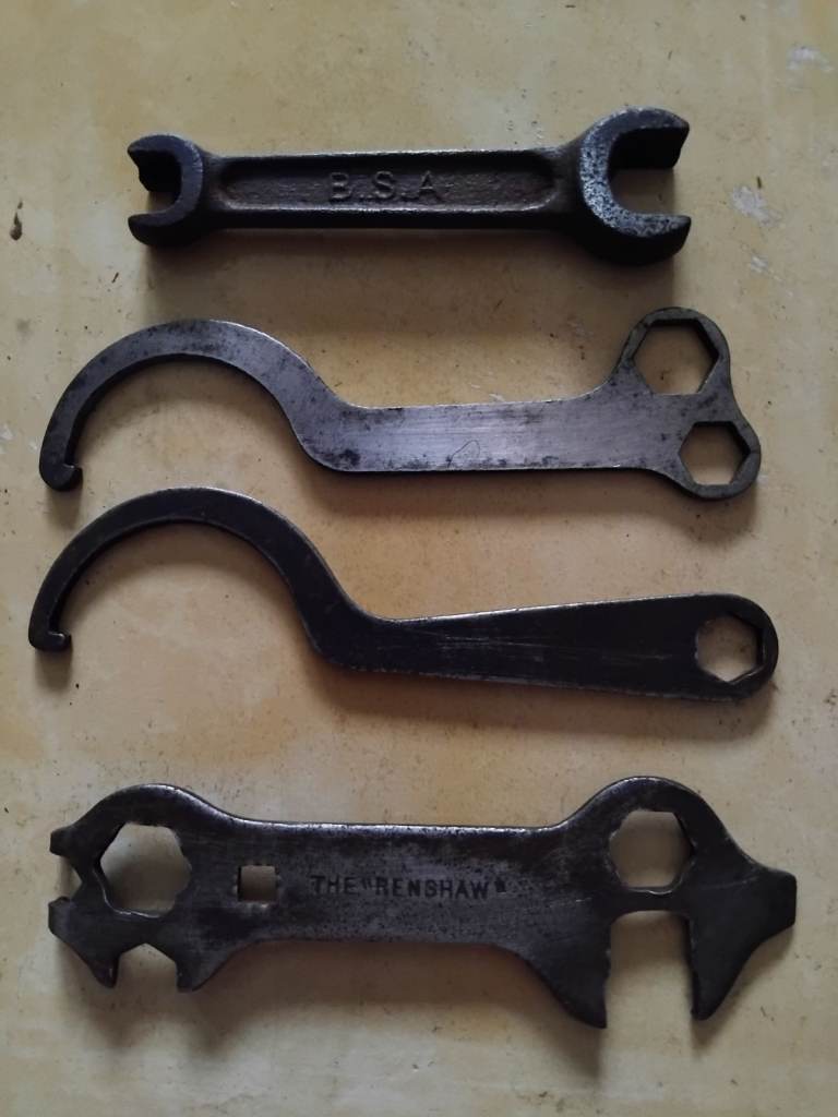 Vintage bike spanners, BSA.