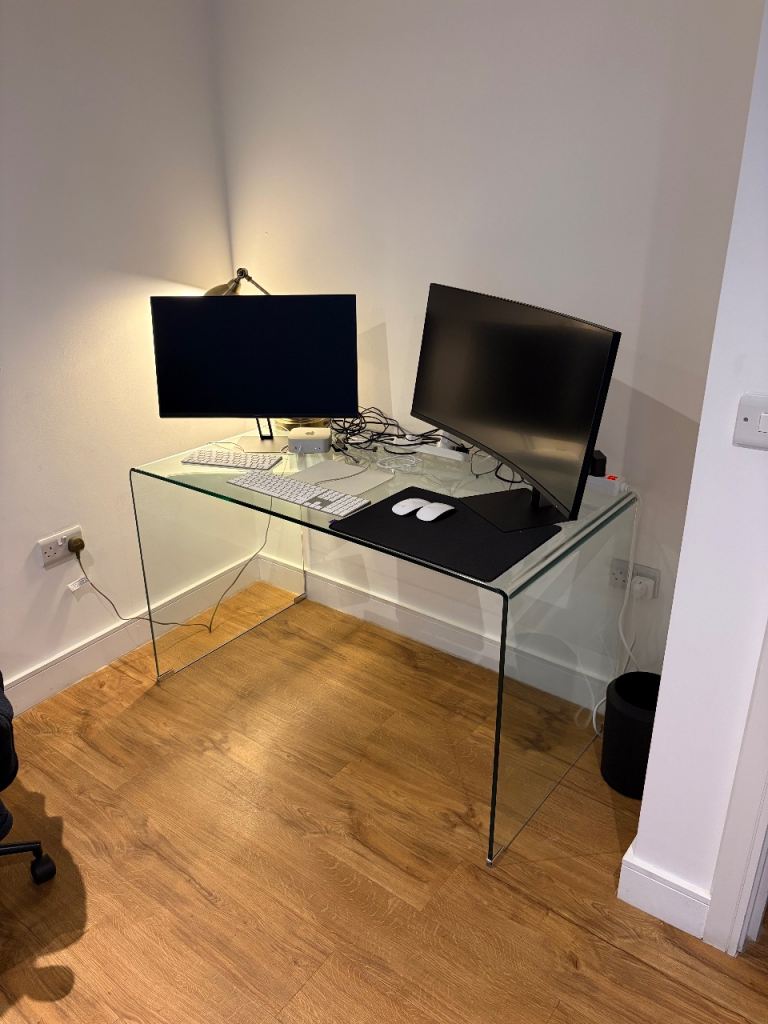 Geo-Glass Large Clear Glass Desk