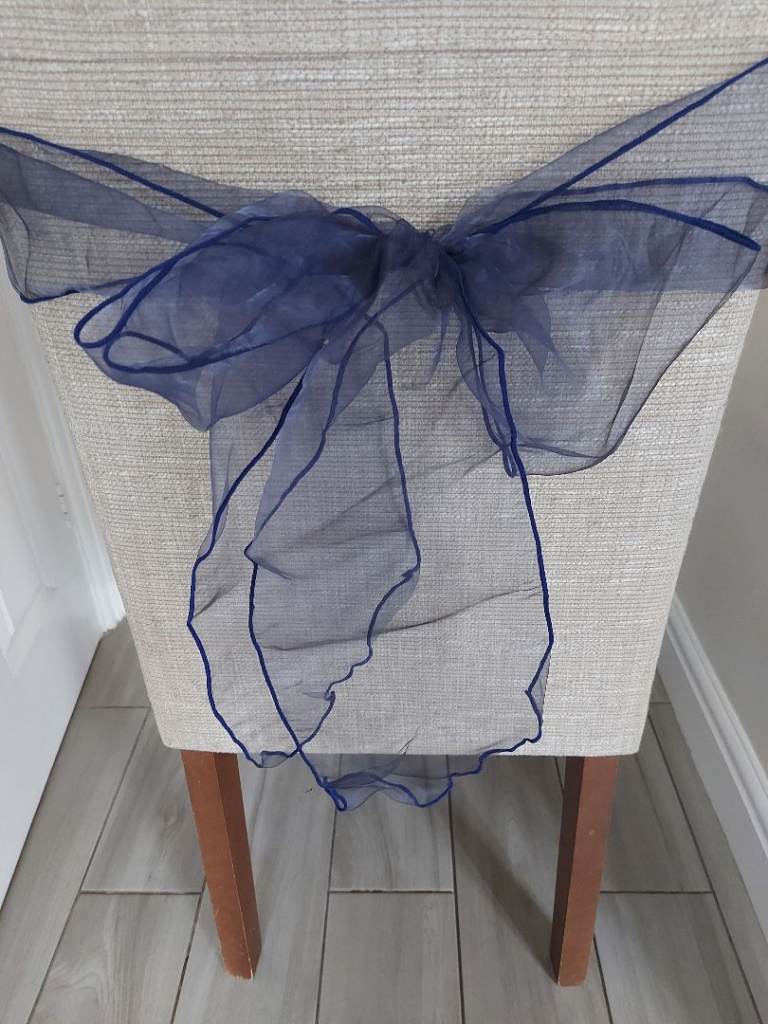 Navy Blue Chair Sash Ribbons 