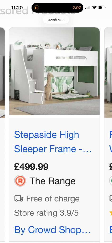 Sturdy gray single mid sleeper bed with storage in stairs 