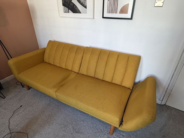 Click clack, Yellow Fabric Sofa 