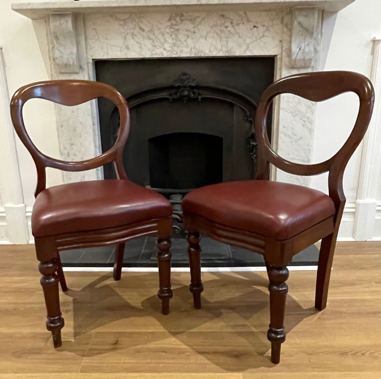 VGC Two Antique Balloon Back Mahogany Chairs